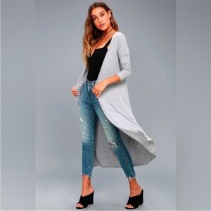 Lulus gray duster cardigan NWOT